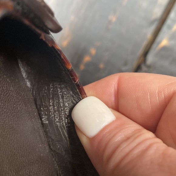 Tory Burch Reva Dark Brown Patent Leather Ballet Flats with “Snakeskin” Pattern - Picture 9 of 9